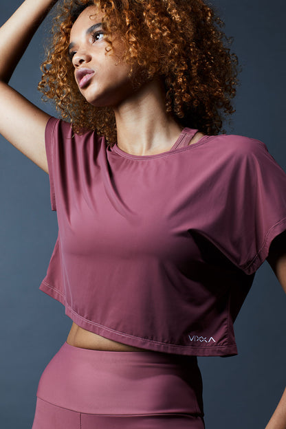 Crop-top rose VIXXA femme sport, style moderne et tissu respirant